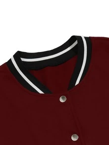 Cazadora de universidad con estampado de oso y letra de hombros caídos - Multicolor - Ver 4