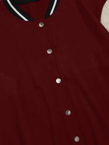 Cazadora de universidad con estampado de oso y letra de hombros caídos - Multicolor - Ver 5