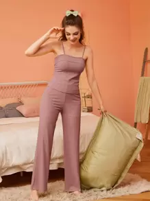 SHEIN Unity Hausmantel mit Knopf vorne & Cami Top & Hose Pyjama Set