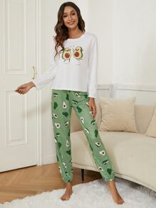 Avocado Print Pyjama Set - Multicolor - View 5