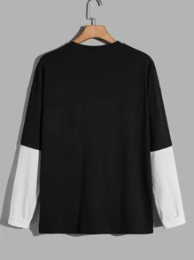 GENTILAND 宽松男式人物与日本图案二合一 T 恤 - 黑色 - 查看 2