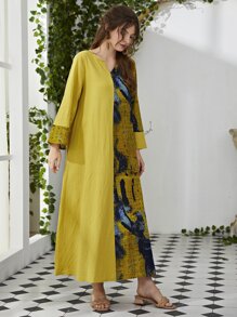 Mulvari Tie Dye V Wired Tunic Dress - Yellow - View 1
