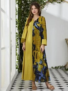 Mulvari Tie Dye V Wired Tunic Dress - Yellow - View 3