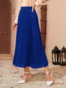 Modelyn Váy nữ Xếp li màu trơn Thanh lịch - Xanh đậm - Xem 4