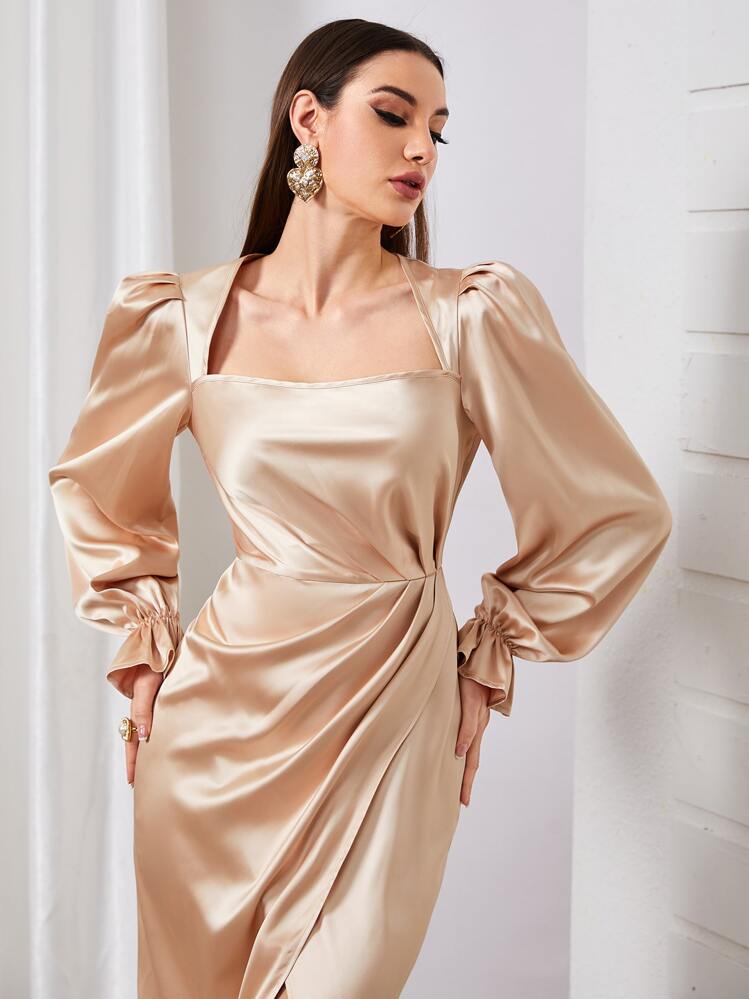 satin bell sleeve dress Amazon.com: Womens Elegant Satin Party Dress Bell Long Sleeve Cocktail Maxi  Dress High Waist Formal Party Evening Gowns Black : Clothing, Shoes &  Jewelry