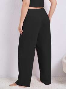 Plus Tie Waist Sleep Trousers - Black - View 2