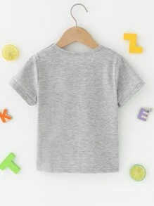 Toddler Girls 1pc Letter & Leopard Print Tee - Grey - View 2