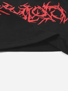 SHEIN EZwear Áo hai dây Đồ họa Giải trí - màu đen - Xem 5