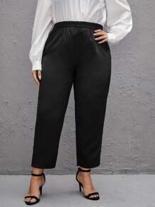 Quần Plus Size màu trơn Giải trí - màu đen - Xem 1