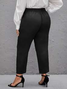 Quần Plus Size màu trơn Giải trí - màu đen - Xem 2