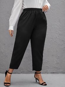 Quần Plus Size màu trơn Giải trí - màu đen - Xem 5