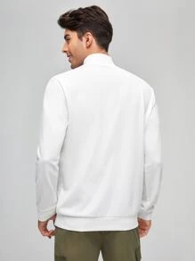 Manfinity VCAY Men Mock Neck Slogan Pattern Pullover - White - View 2