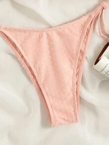 Conjunto de bikini triangular con puntos suizos y volantes, para vacaciones de verano en la playa - Rosa coral - Ver 6