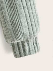 SHEIN Tween Girl Casual Long Sleeve Notched V-Neck Lantern Sleeve T-Shirt - Mint Green - View 3