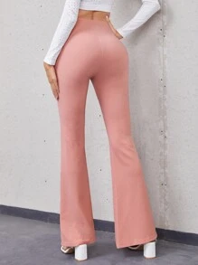 SHEIN Quần nữ Chia màu trơn Thanh lịch - Màu Hồng  San hô - Xem 2