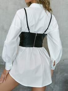 1入組PU皮革背帶式腰帶 - 黑色 - 查看 2