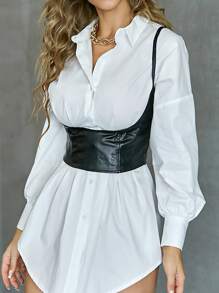 1入組PU皮革背帶式腰帶 - 黑色 - 查看 6