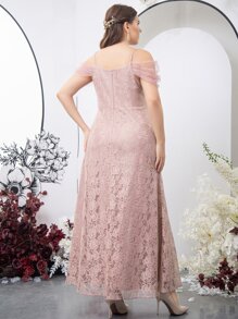 SHEIN Belle Plus Cold Shoulder Lace Bridesmaid Dress