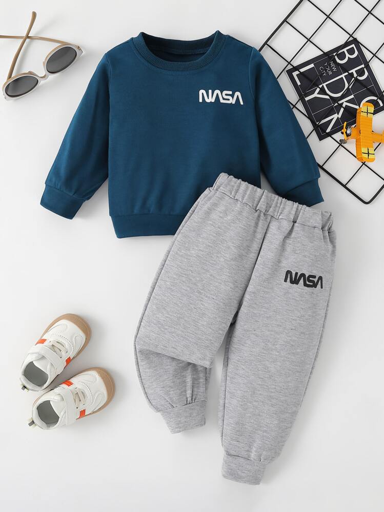 Bebé niño Pantalones deportivos con pullover con estampado de letra - Multicolor - Ver 1
