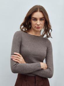 MOTF PREMIUM Suéter delgado - Marrón Mocha - Ver 1