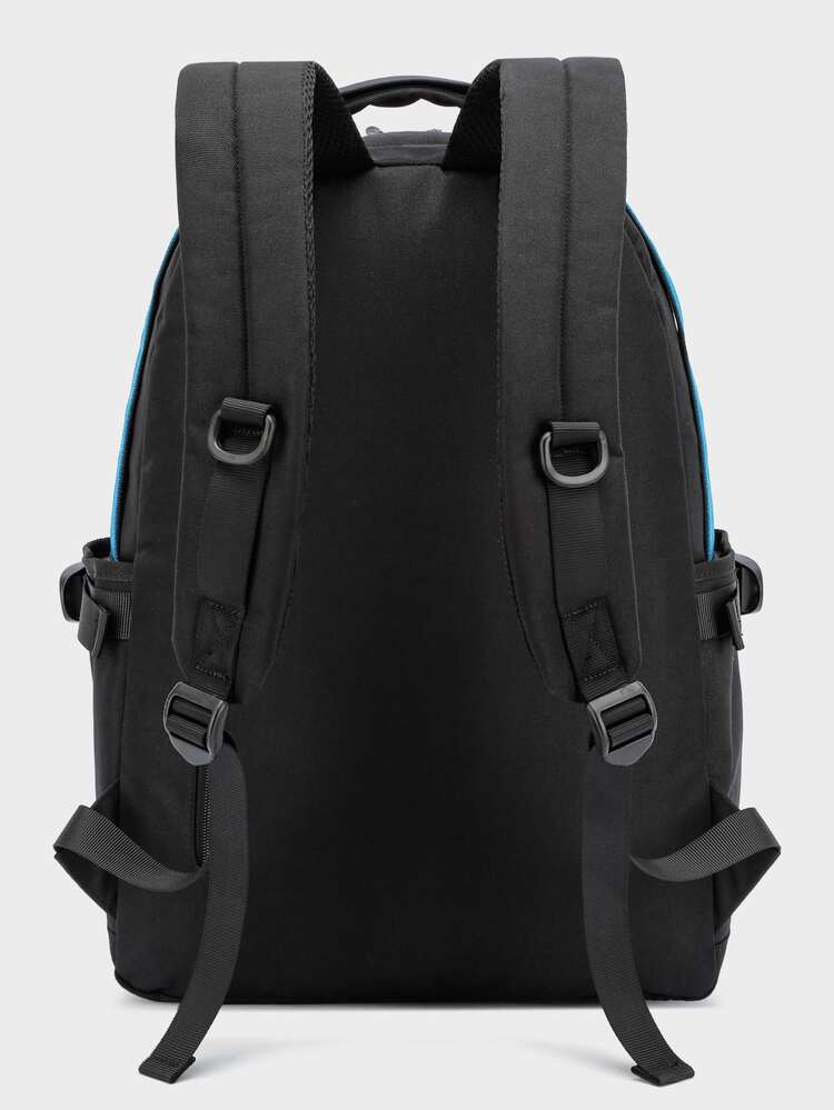 Mochila con estampado con diseño de parche - Negro - Añade 2