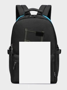 Mochila con estampado con diseño de parche - Negro - Ver 3