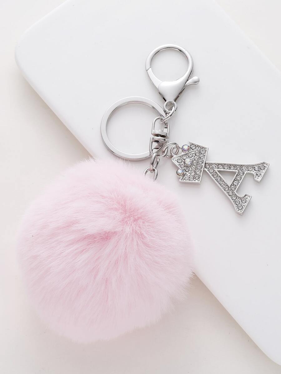 毛球鑰匙圈 - 粉色 - 查看 1