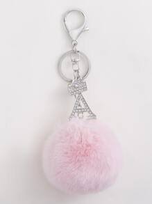 毛球鑰匙圈 - 粉色 - 查看 2