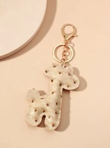 PU Giraffe Charm Keychain - Beige - View 2