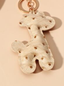PU Giraffe Charm Keychain - Beige - View 3