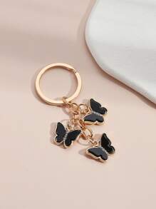 蝴蝶墜飾鑰匙圈 - 黑色 - 查看 2