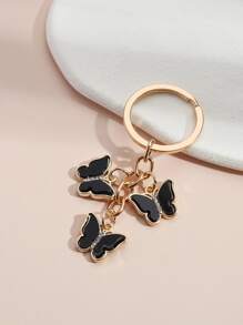 蝴蝶墜飾鑰匙圈 - 黑色 - 查看 3