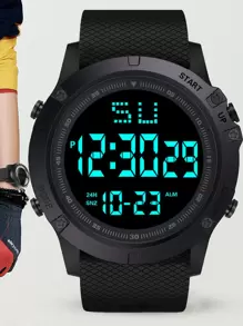 1 Đồng hồ kỹ thuật số quân đội thể thao ngoài trời đa chức năng cho nam - màu đen - Xem 1