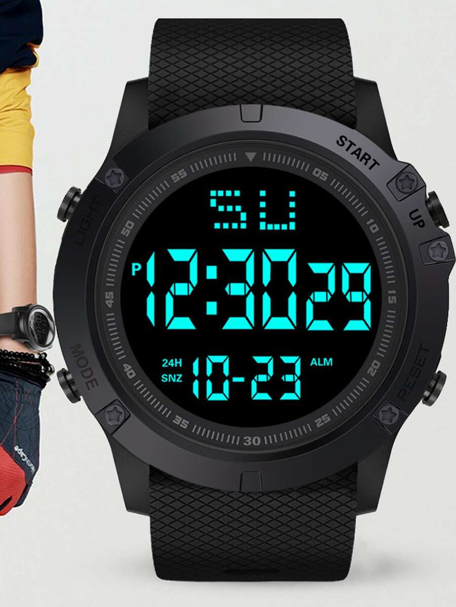 1 Đồng hồ kỹ thuật số quân đội thể thao ngoài trời đa chức năng cho nam - màu đen - Xem 1