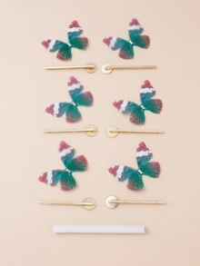 1set Rhinestone Detail Butterfly Decor DIY Hair Clip Accessory - Multicolor - View 1