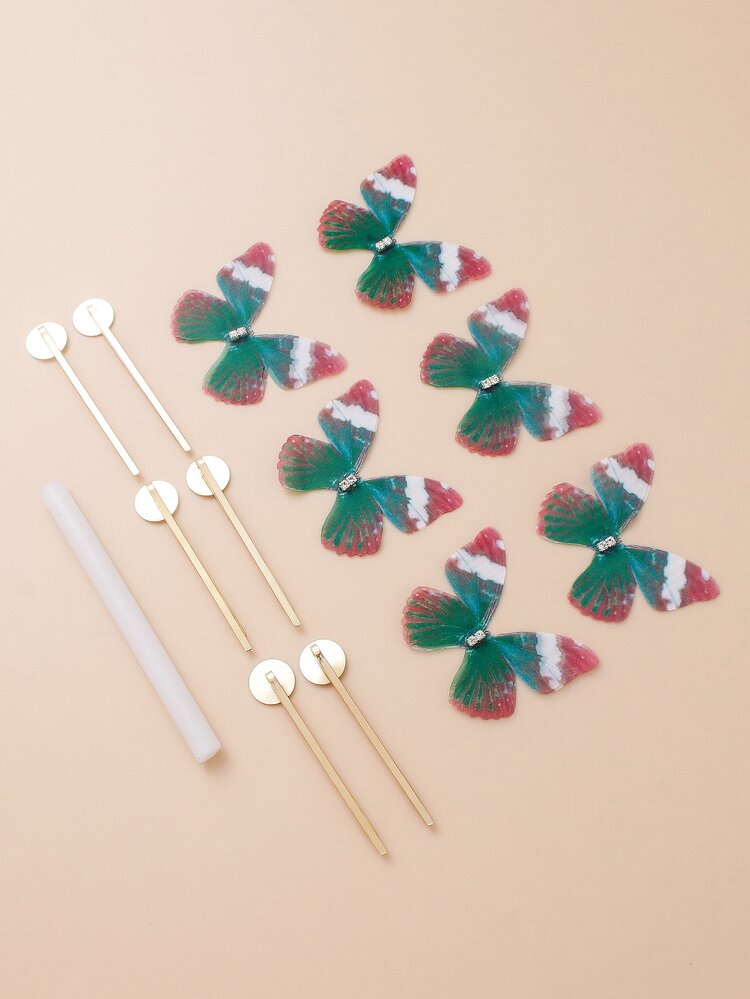 1件套水鑽細節蝴蝶裝飾DIY髮夾配件 - 彩色 - 查看 3