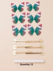 1set Rhinestone Detail Butterfly Decor DIY Hair Clip Accessory - Multicolor - View 4