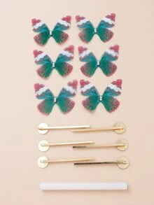 1set Rhinestone Detail Butterfly Decor DIY Hair Clip Accessory - Multicolor - View 5