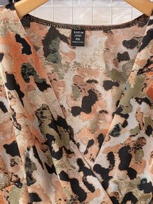 大碼滿版印花荷葉袖連衣裙 - 彩色 - 查看 5