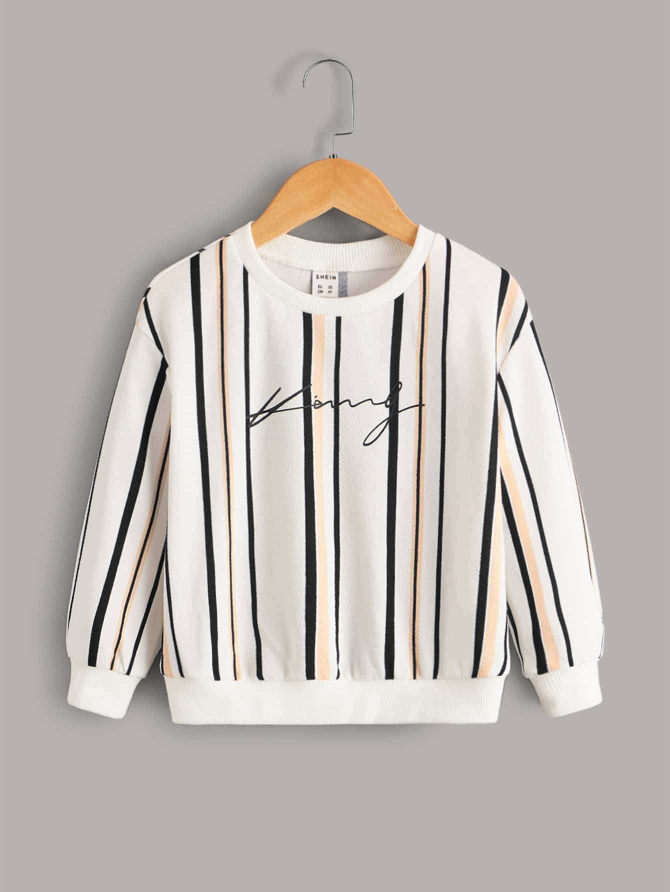 SHEIN Young Boy Letter Graphic Striped Sweatshirt In Fall/Winter