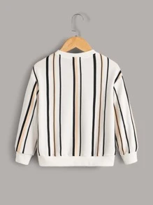 SHEIN Young Boy Letter Graphic Striped Sweatshirt In Fall/Winter