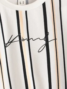 SHEIN Young Boy Letter Graphic Striped Sweatshirt In Fall/Winter