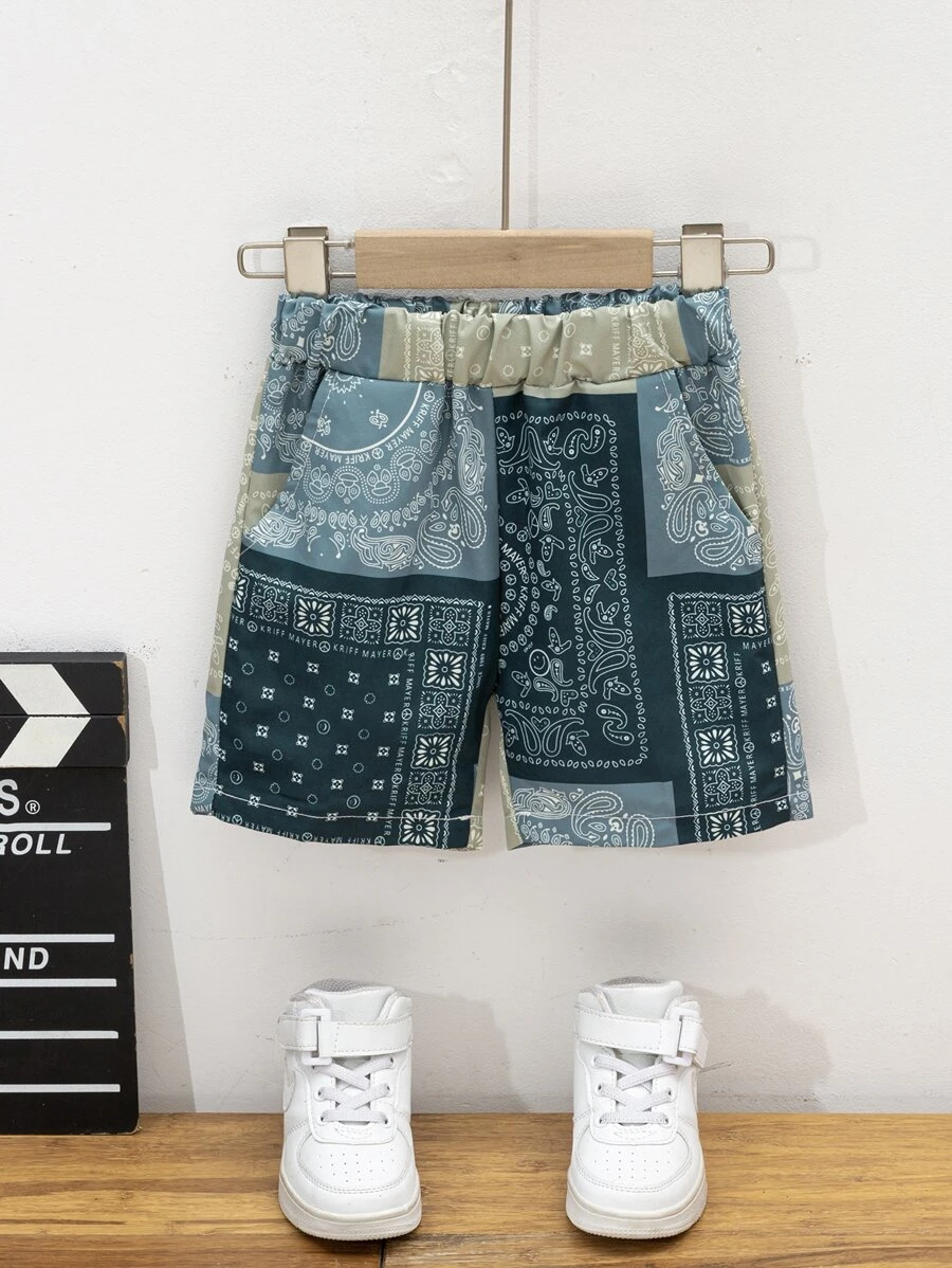 小男童佩斯利絲巾圖案短褲