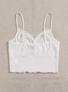 SHEIN EZwear Lace Trim Cami Top - White - View 2