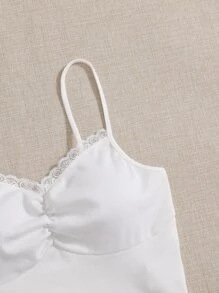 SHEIN EZwear Lace Trim Cami Top - White - View 4