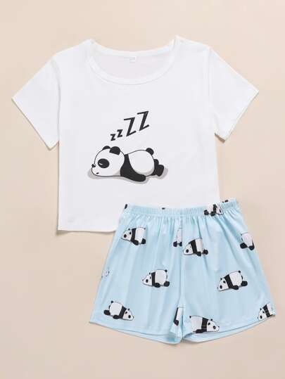 Tenue d'intérieur à imprimé panda pour préadolescentes