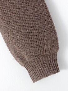女孩高領燈籠袖套頭毛衣 - 摩卡棕 - 查看 4