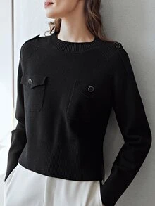 MOTF PREMIUM 羊毛混紡細針織套頭毛衣 - 黑色 - 查看 8