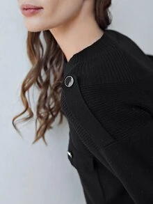 MOTF PREMIUM 羊毛混紡細針織套頭毛衣 - 黑色 - 查看 10