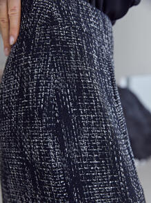 MOTF PREMIUM 粗花呢直筒款開叉半身裙 - 黑色 - 查看 4